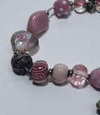Pink Glass Beaded Bracelet with Charms