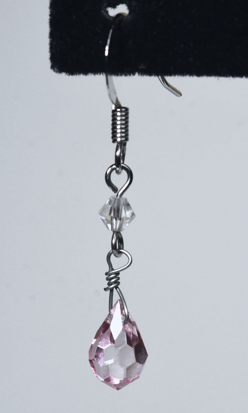 Pink Glass Briolette Dangle Earrings