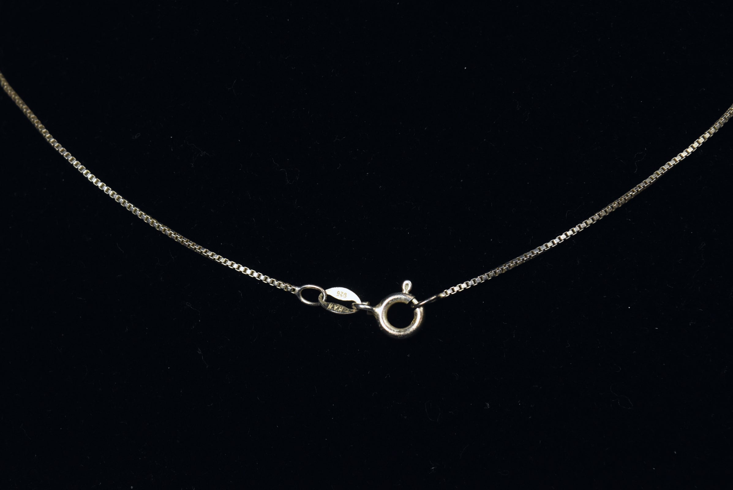 Pink Glass Pendant on Sterling Silver Box Link Chain Necklace