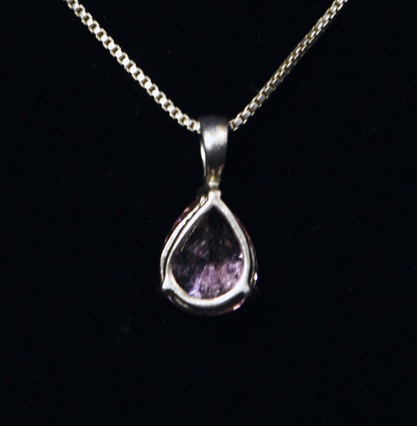 Pink Glass Pendant on Sterling Silver Box Link Chain Necklace