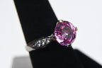 Sterling Silver Synthetic Pink Sapphire Ring - Size 7