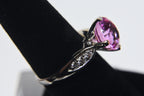 Sterling Silver Synthetic Pink Sapphire Ring - Size 7