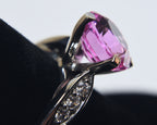 Sterling Silver Synthetic Pink Sapphire Ring - Size 7