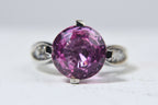 Sterling Silver Synthetic Pink Sapphire Ring - Size 7