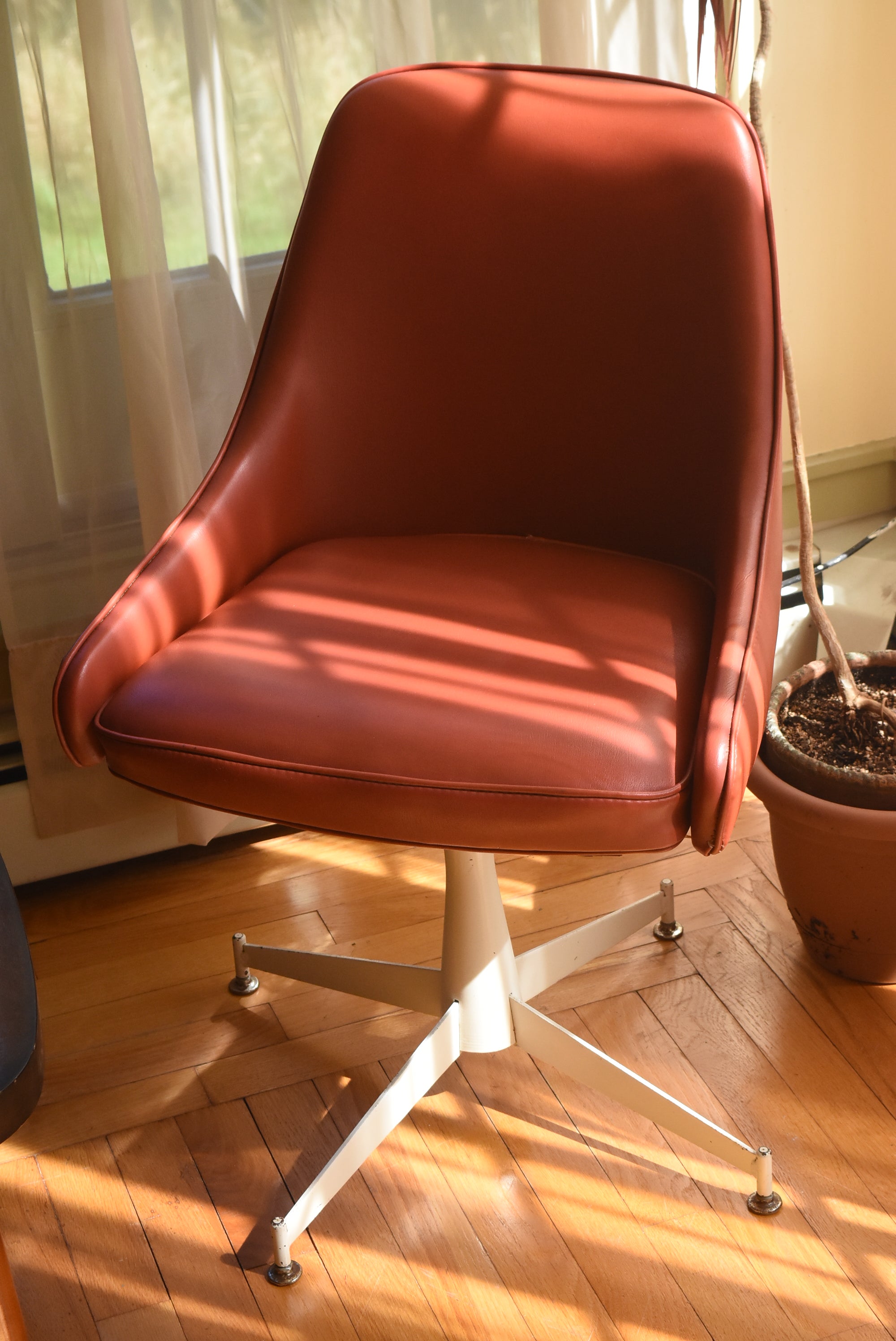Progressive Furniture Co. - Vintage Pair of Red Vinyl Swivel Base Chair