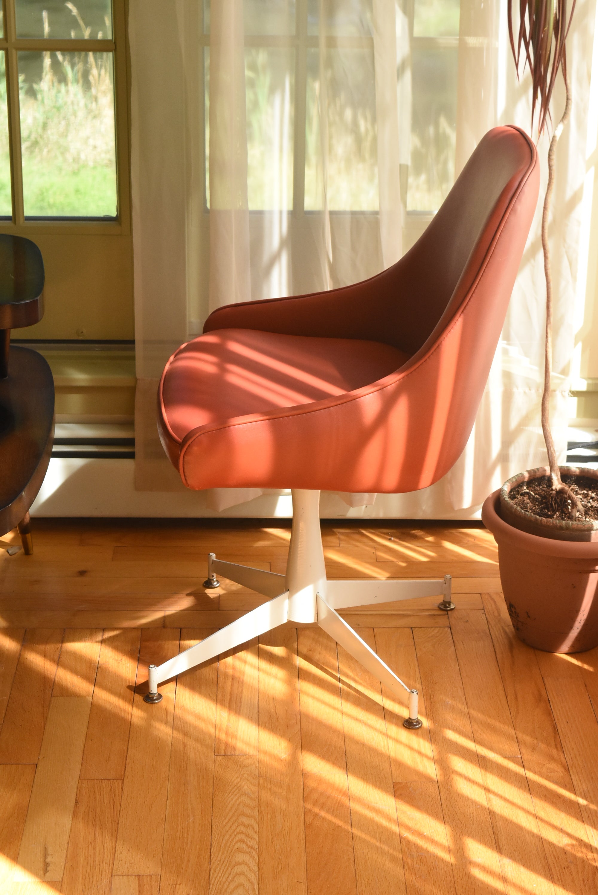 Progressive Furniture Co. - Vintage Pair of Red Vinyl Swivel Base Chair