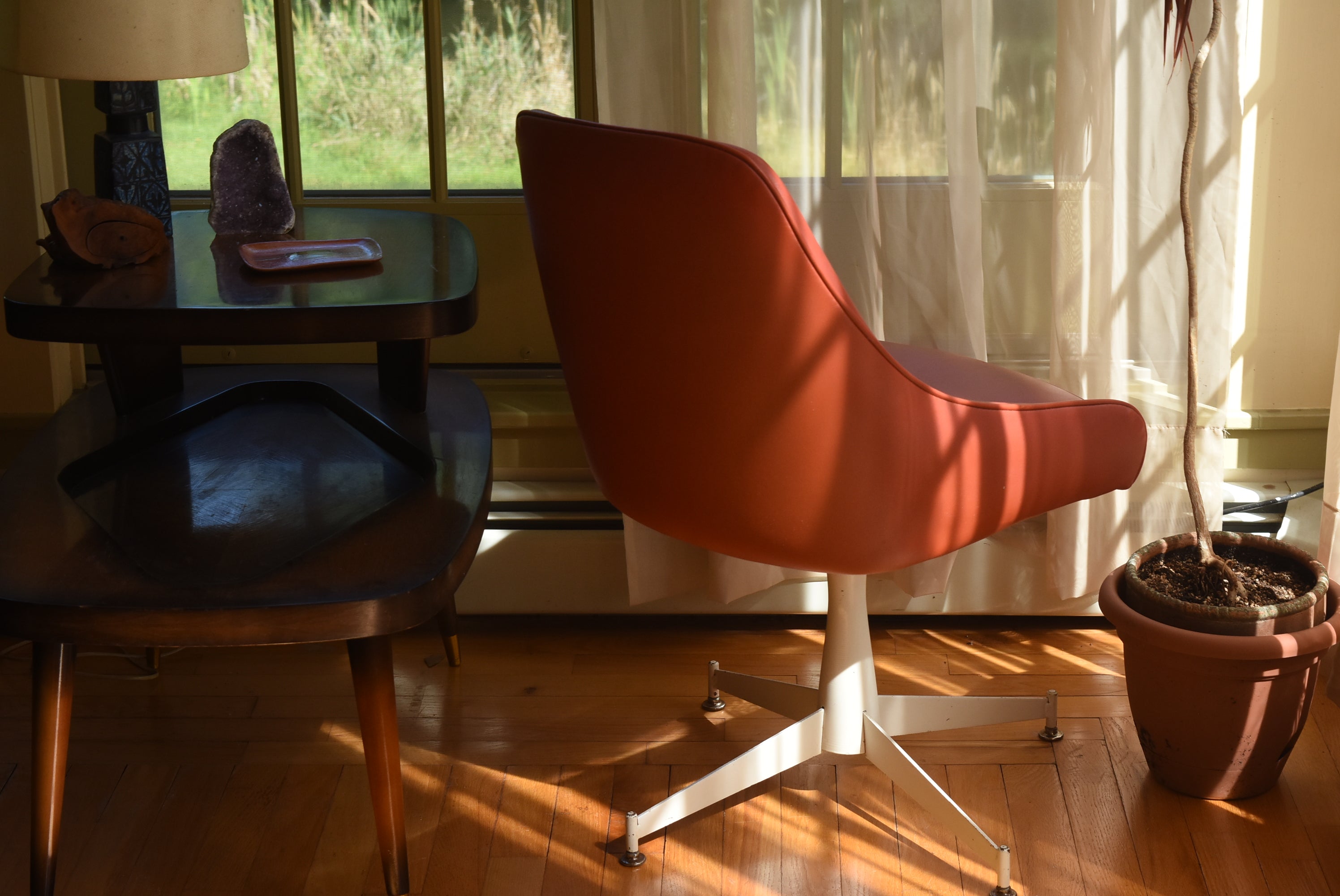 Progressive Furniture Co. - Vintage Pair of Red Vinyl Swivel Base Chair