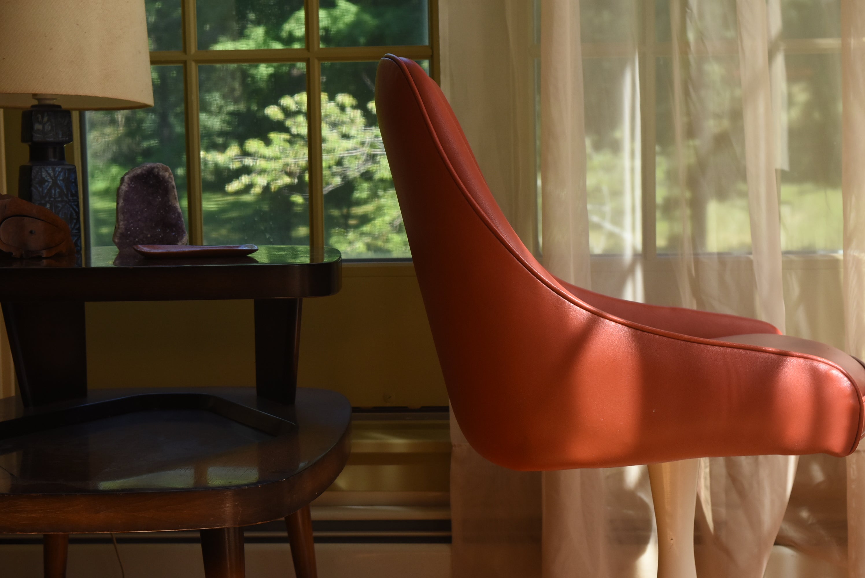 Progressive Furniture Co. - Vintage Pair of Red Vinyl Swivel Base Chair