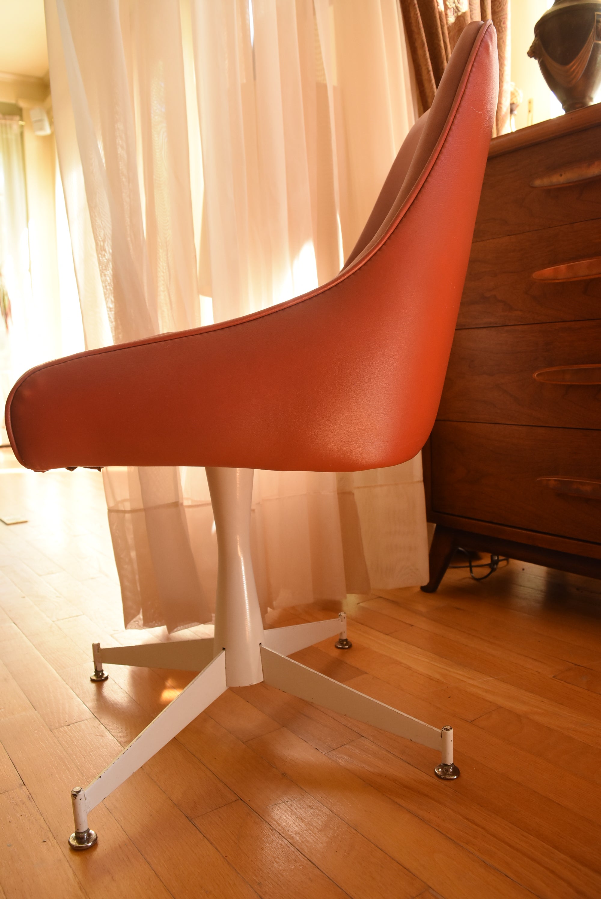 Progressive Furniture Co. - Vintage Pair of Red Vinyl Swivel Base Chair
