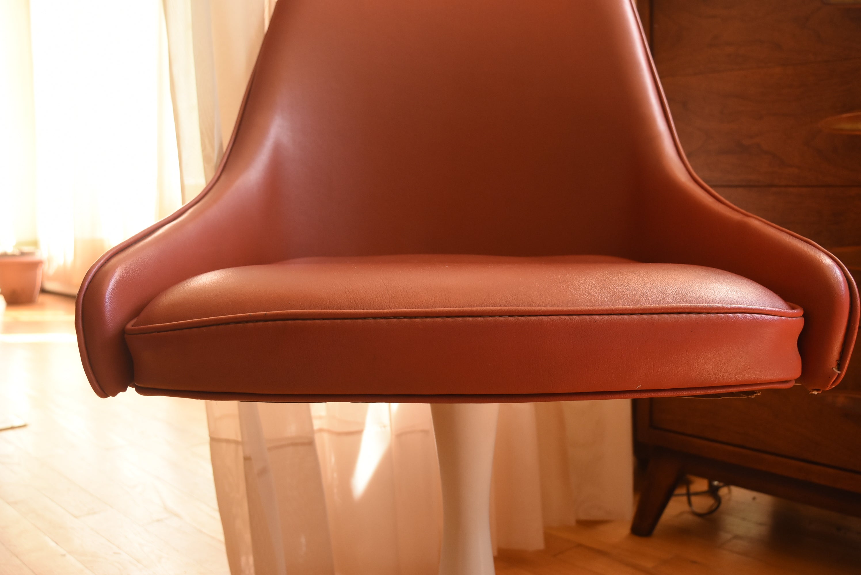 Progressive Furniture Co. - Vintage Pair of Red Vinyl Swivel Base Chair