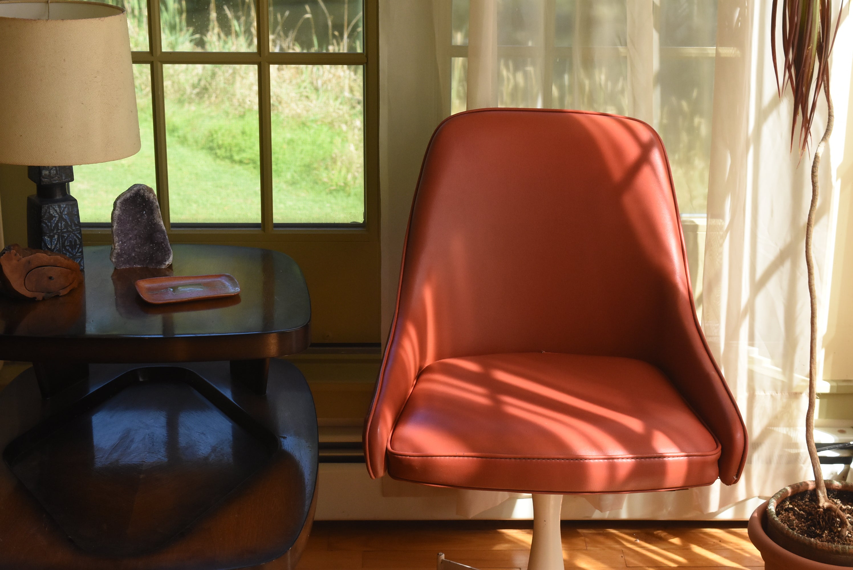 Progressive Furniture Co. - Vintage Pair of Red Vinyl Swivel Base Chair