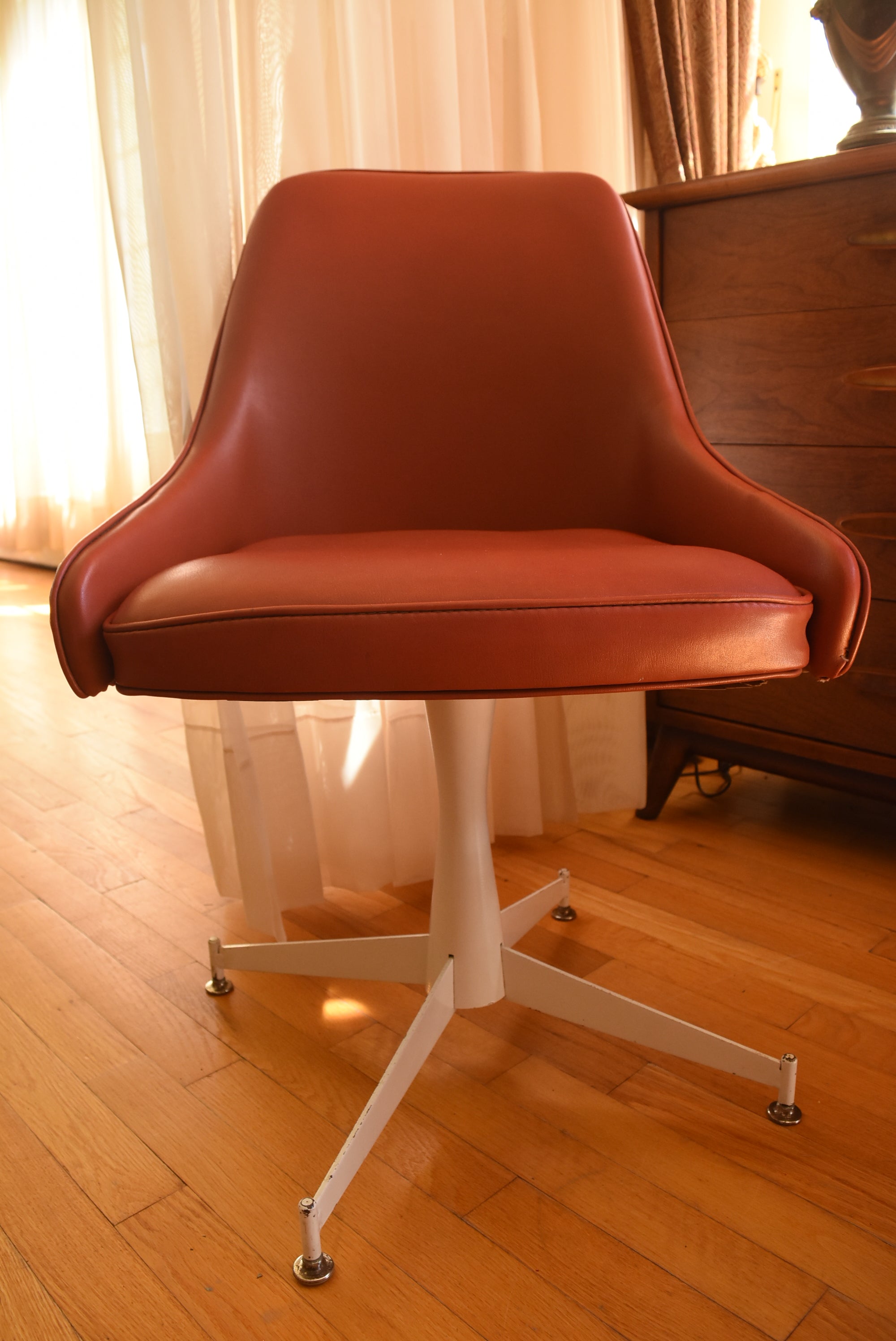 Progressive Furniture Co. - Vintage Pair of Red Vinyl Swivel Base Chair