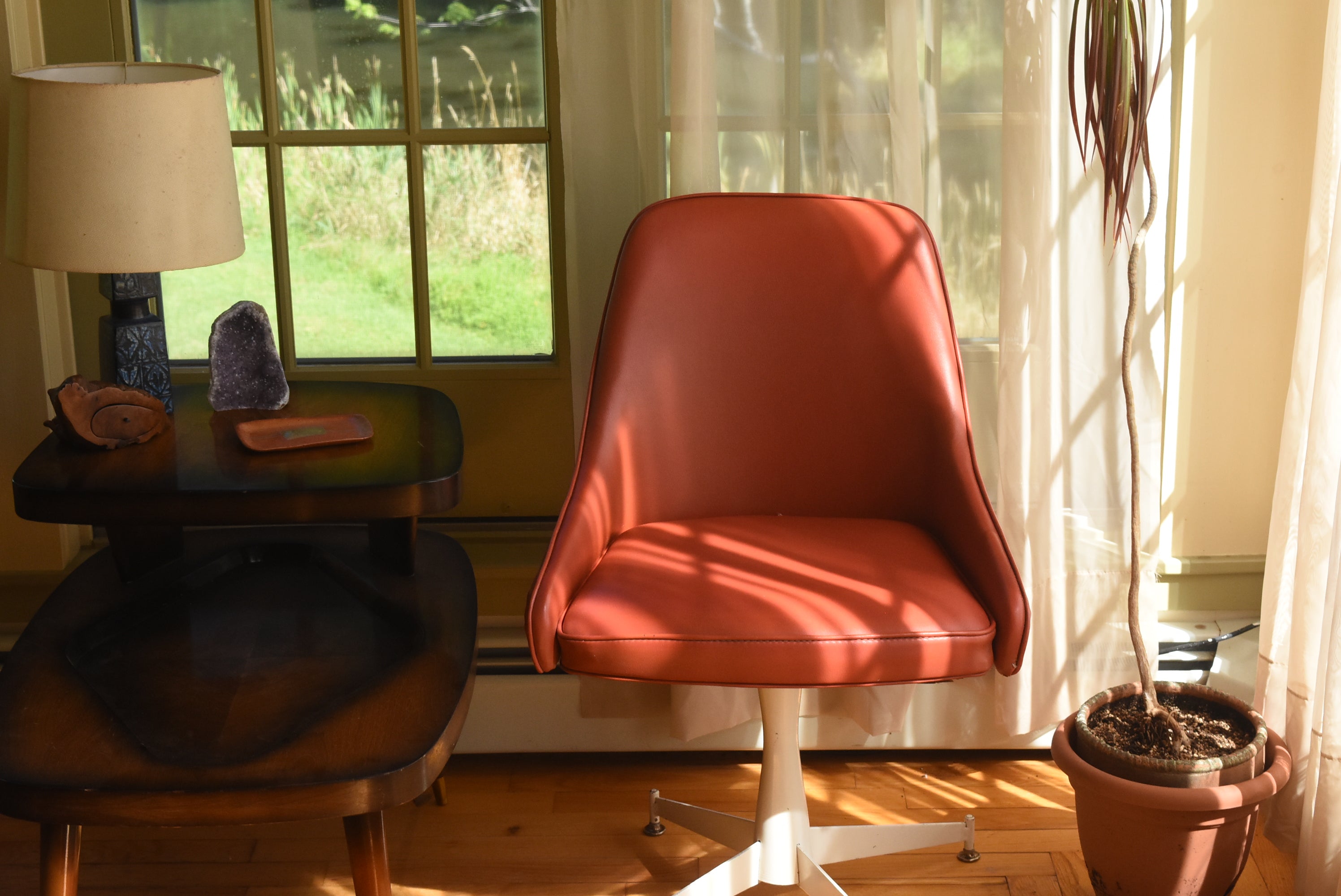 Progressive Furniture Co. - Vintage Pair of Red Vinyl Swivel Base Chair