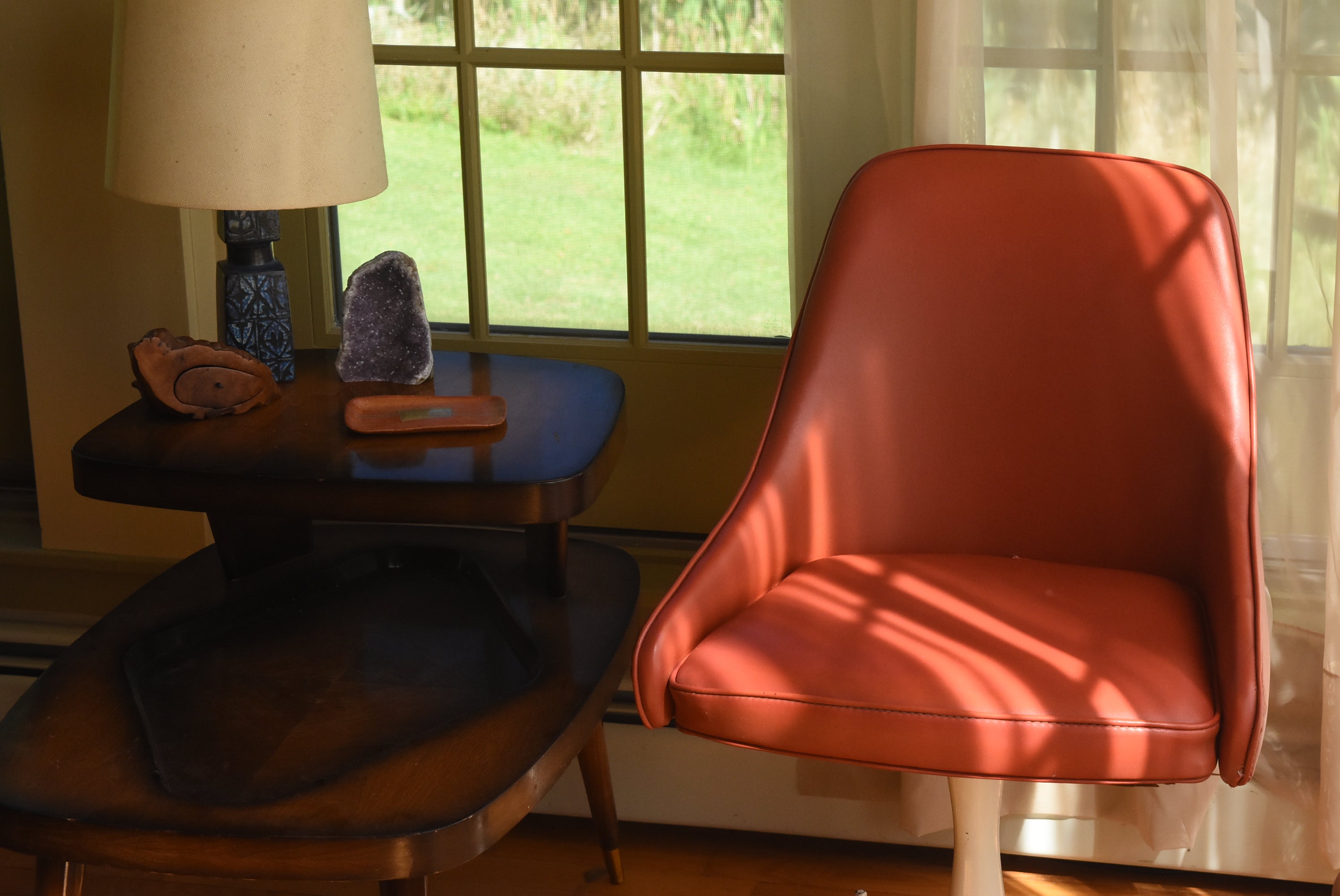Progressive Furniture Co. - Vintage Pair of Red Vinyl Swivel Base Chair