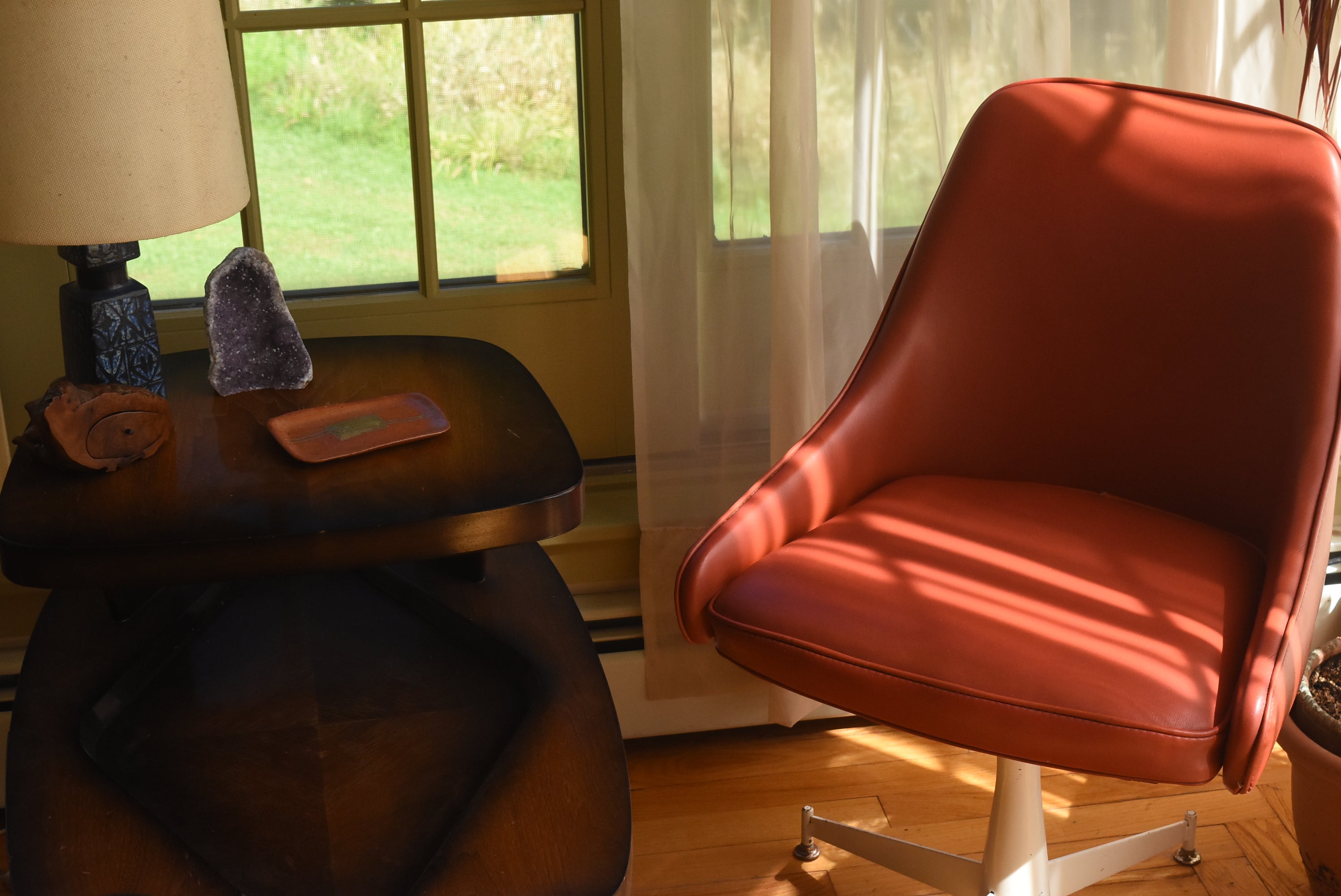 Progressive Furniture Co. - Vintage Pair of Red Vinyl Swivel Base Chair