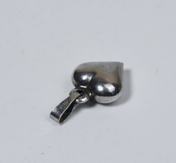 Diminutive Italian Sterling Silver Puffed Heart Pendant