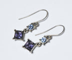 Imitatation Amethyst and Imitation Blue Topaz Dangle Earrings