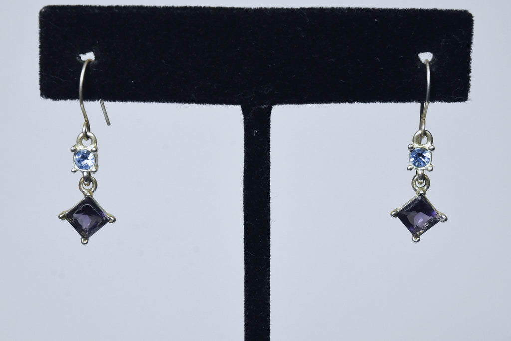 Imitatation Amethyst and Imitation Blue Topaz Dangle Earrings