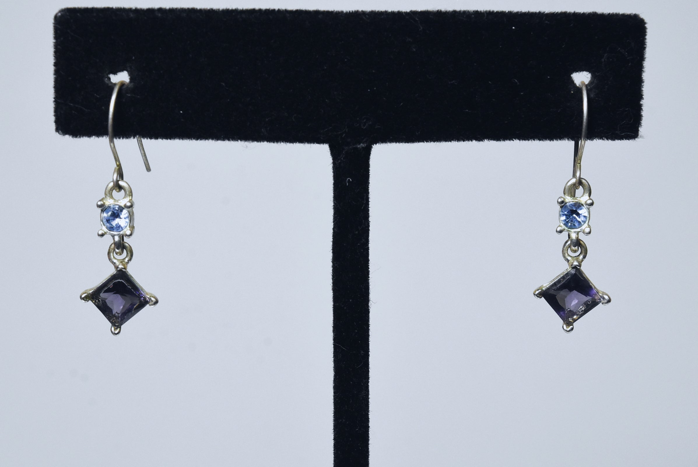 Imitatation Amethyst and Imitation Blue Topaz Dangle Earrings