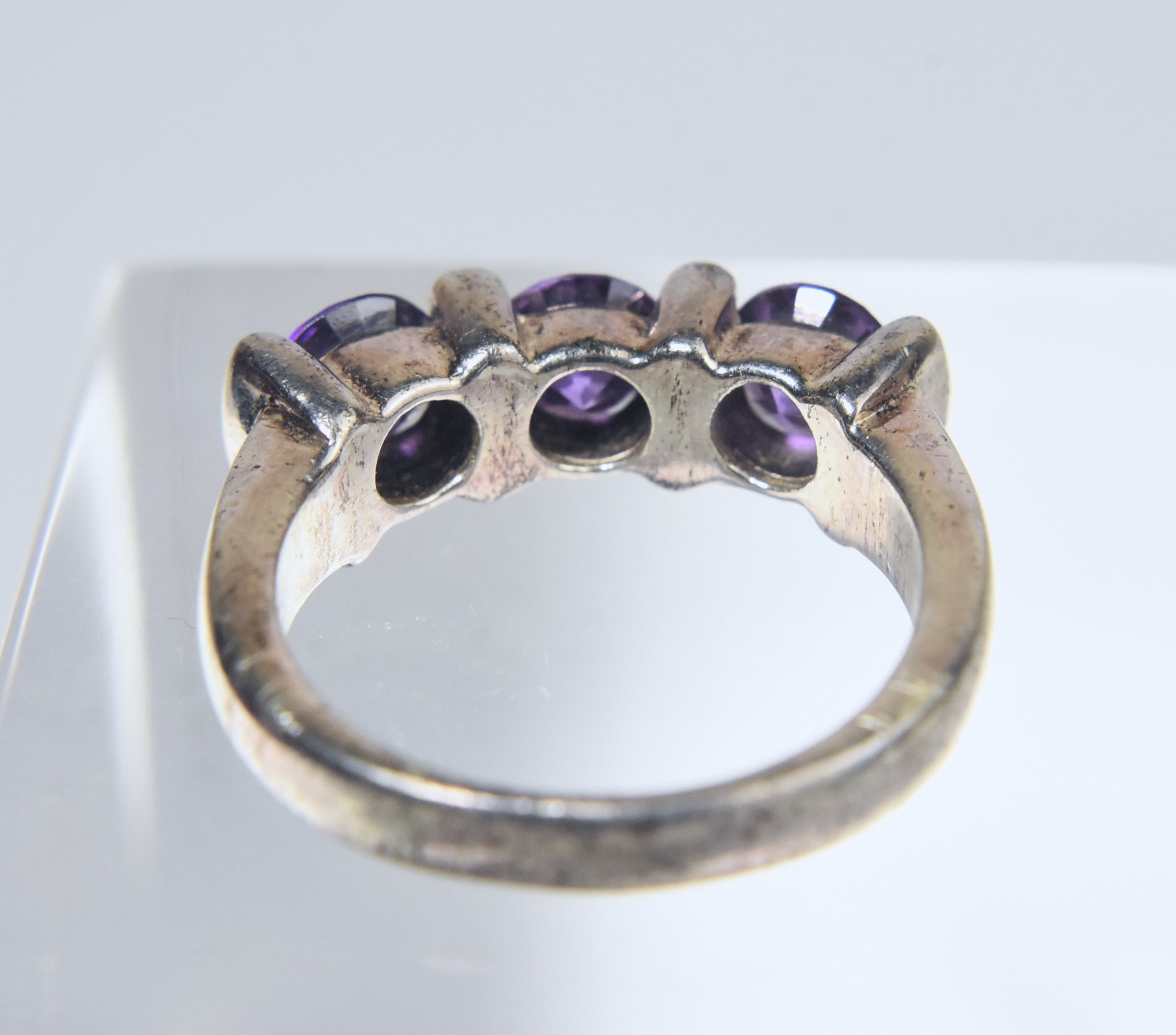 Sterling Silver Purple Cubic Zirconia Ring - Size 8.25