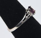 Sterling Silver Expandable Purple Stone Ring - Size 4+