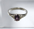 Sterling Silver Expandable Purple Stone Ring - Size 4+