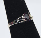 Sterling Silver Expandable Purple Stone Ring - Size 4+