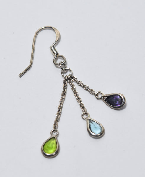 Sterling Silver Colorful Glass Dangle Earrings