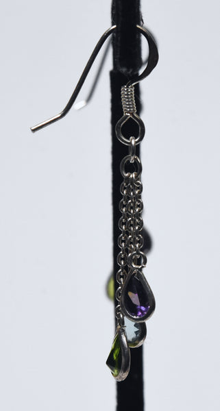 Sterling Silver Colorful Glass Dangle Earrings