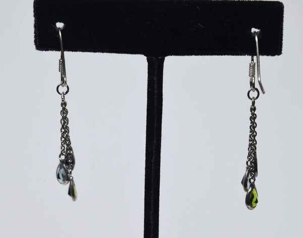 Sterling Silver Colorful Glass Dangle Earrings