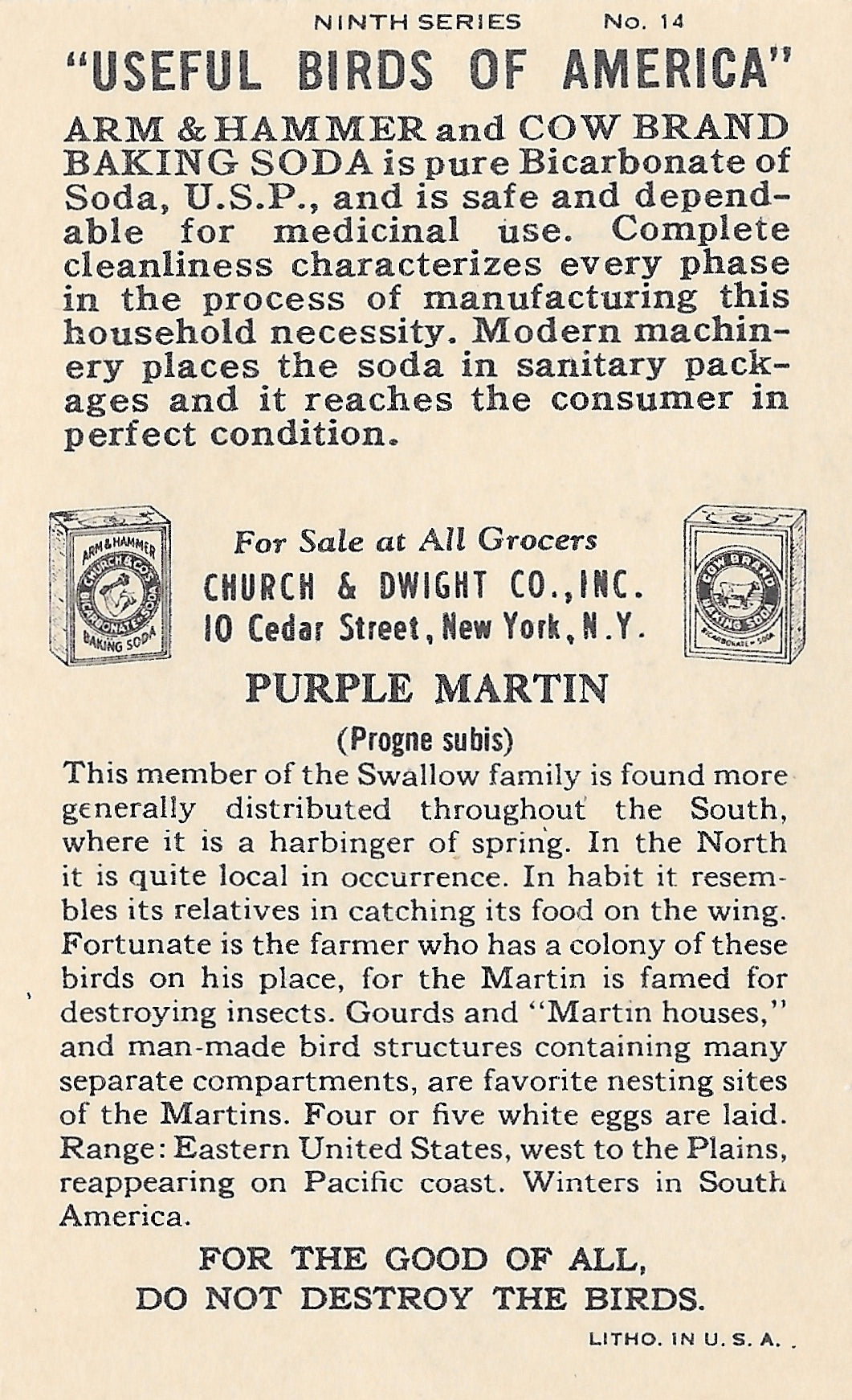 "Useful Birds of America" Vintage 1930s Lithograph Card Collection