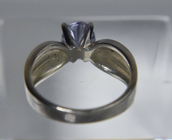 Sterling Silver Purple Oval Cut Ring - Size 8