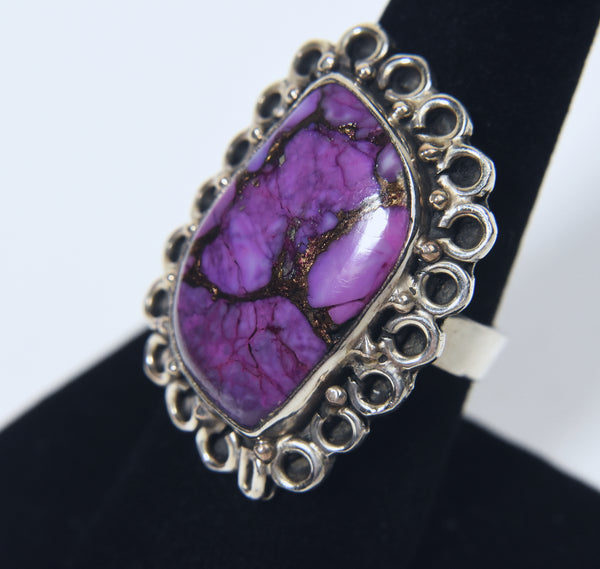Purple Mojave Turquoise Sterling Silver Ring - Size 7.75