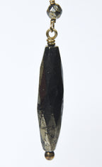 Long Pyrite Beaded Dangle Earrings