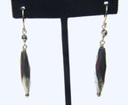 Long Pyrite Beaded Dangle Earrings