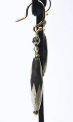 Long Pyrite Beaded Dangle Earrings