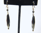 Long Pyrite Beaded Dangle Earrings