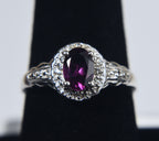 Sterling Silver Purple Stone Ring - Size 8