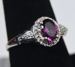 Sterling Silver Purple Stone Ring - Size 8