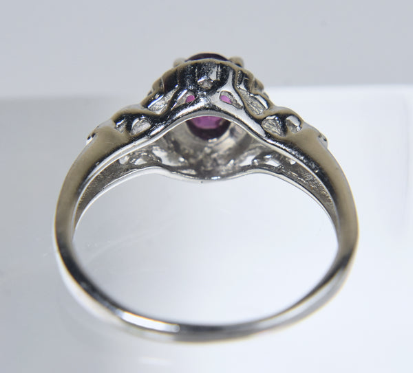 Sterling Silver Purple Stone Ring - Size 8