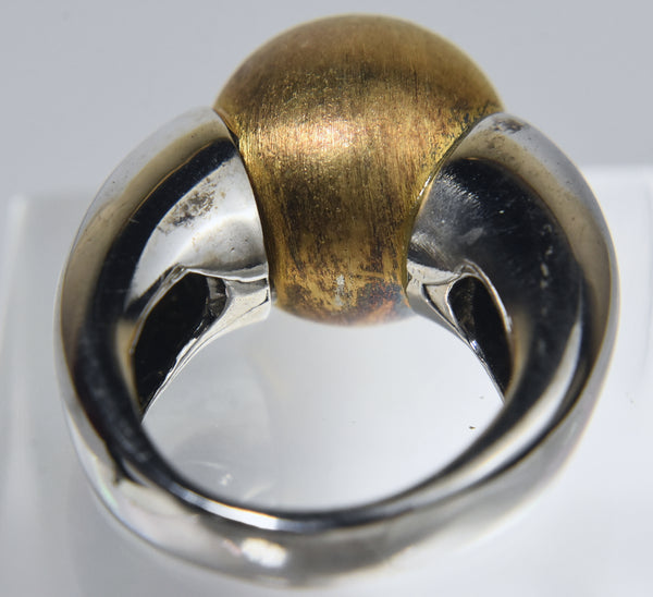 Italian Sterling Silver and Gold Tone Ring - Size 7.25