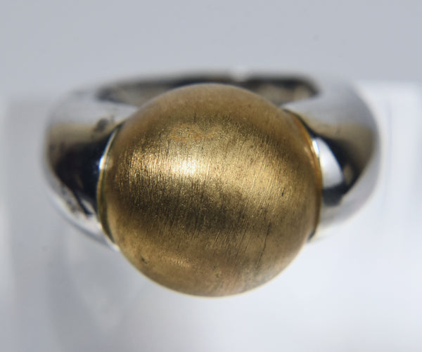 Italian Sterling Silver and Gold Tone Ring - Size 7.25