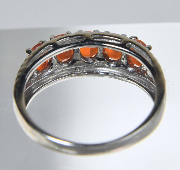 Sterling Silver Simulated Orange Sapphire Ring - Size 8