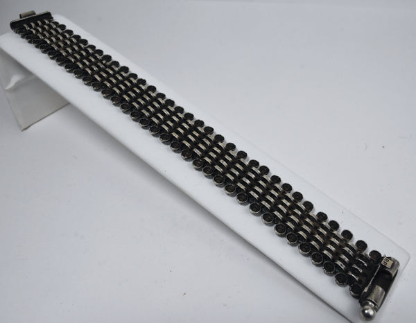 Vintage Rajasthan Silver Heavy Flexible Feather Link Bracelet