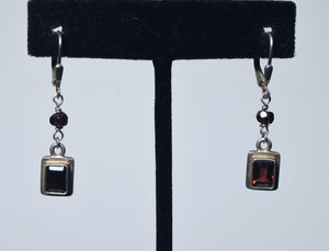 Vintage Red Garnet Sterling Silver Dangle Earrings