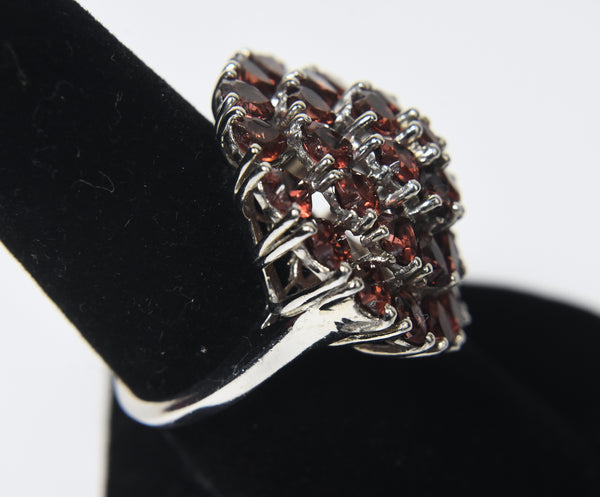 Red Garnet Hearts Cocktail Ring - Size 7.25
