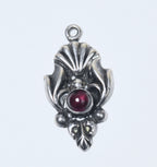 Ornate Purple Glass Cabochon Silver Pendant