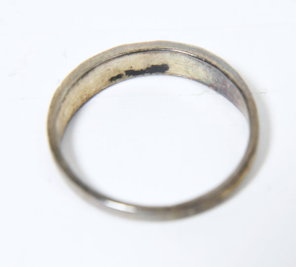 Vintage Sterling Silver Rhinestone Band - Size 7