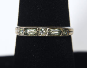Vintage Sterling Silver Rhinestone Band - Size 7