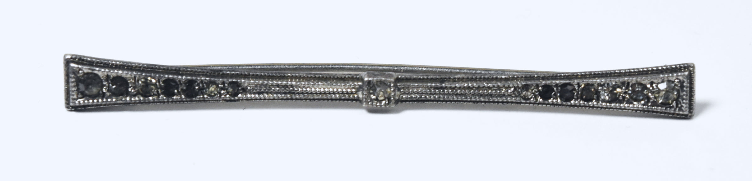 Vintage Sterling Silver Art Deco Rhinestone Bar Brooch